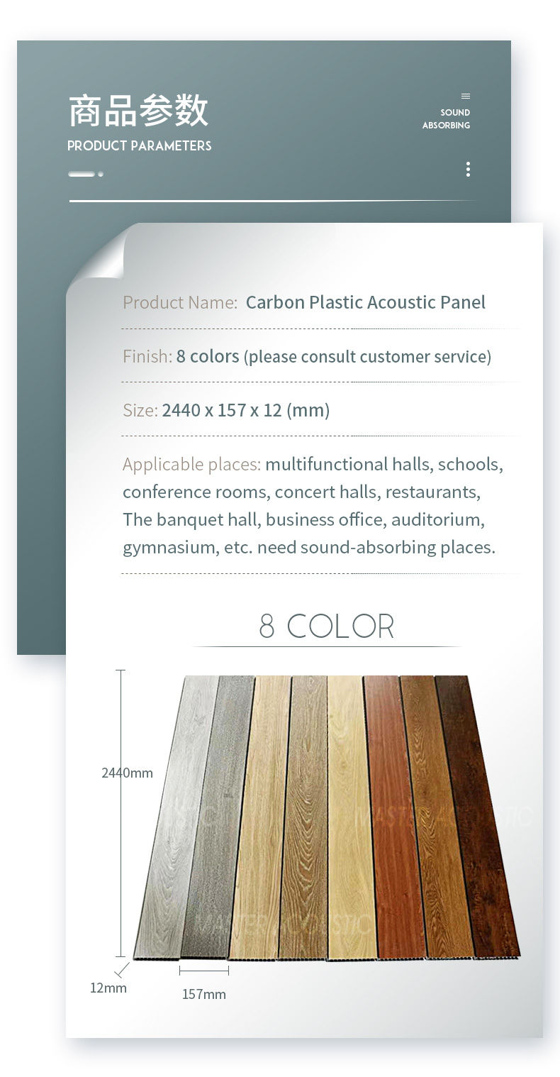Carbon plastic acoustic panel parameter